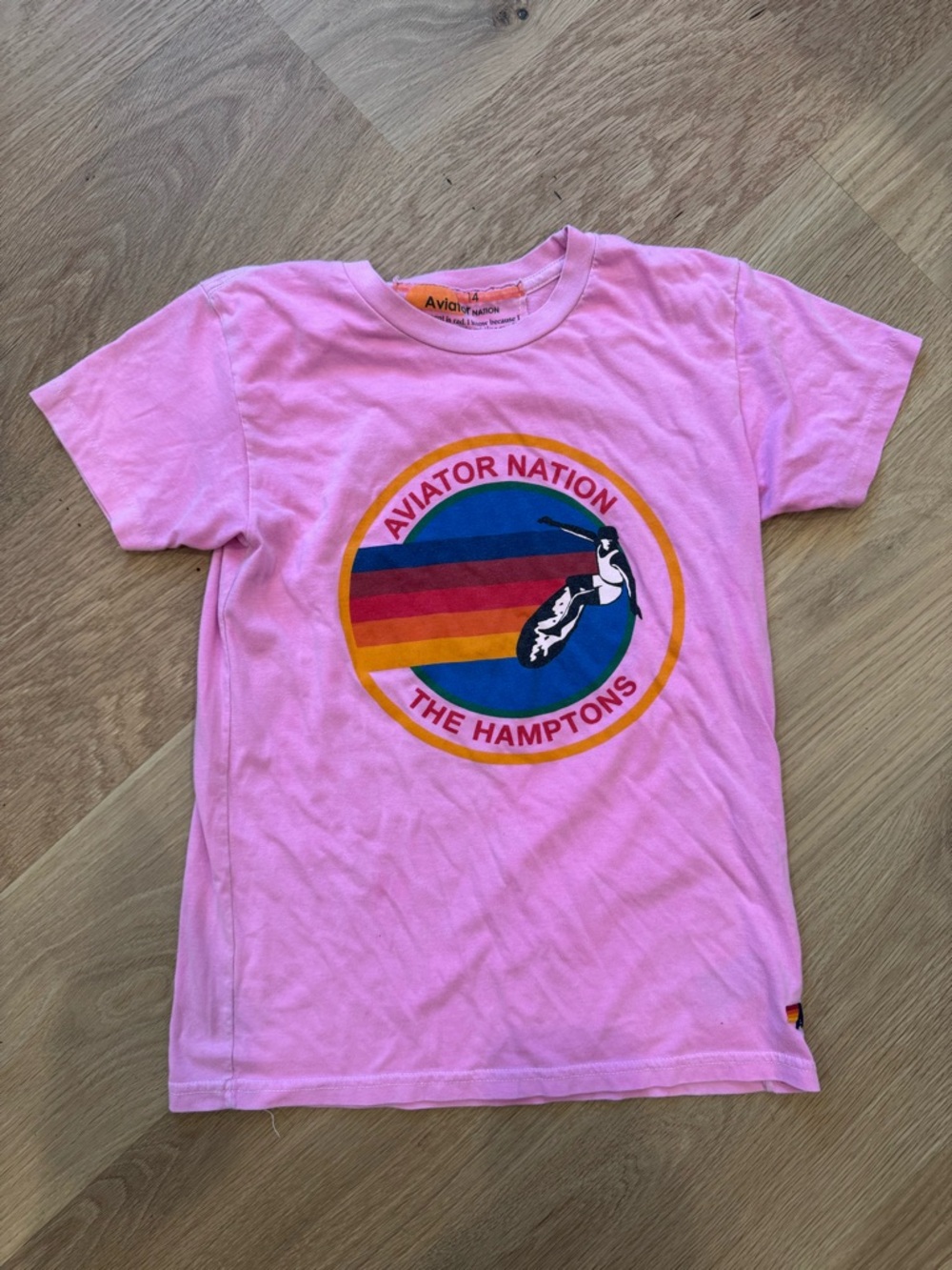 Aviator Nation Kids Pink Graphic 'The Hamptons' Tee